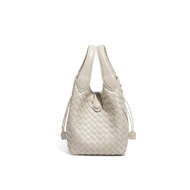 Intellectual Style High-End Design Double Handle Basket Tote Fashion Trend Drawstring Woven Bag