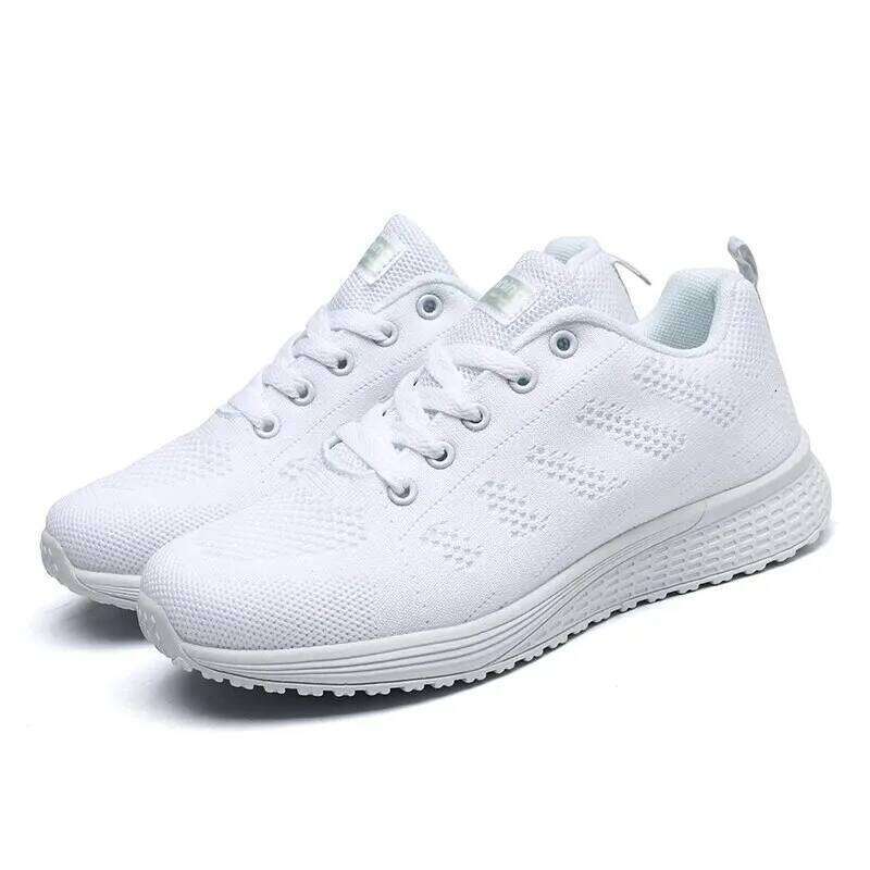 Women Casual Shoes Fashion Breathable Walking Mesh Fl atSh oesSneakers White Female Footwear