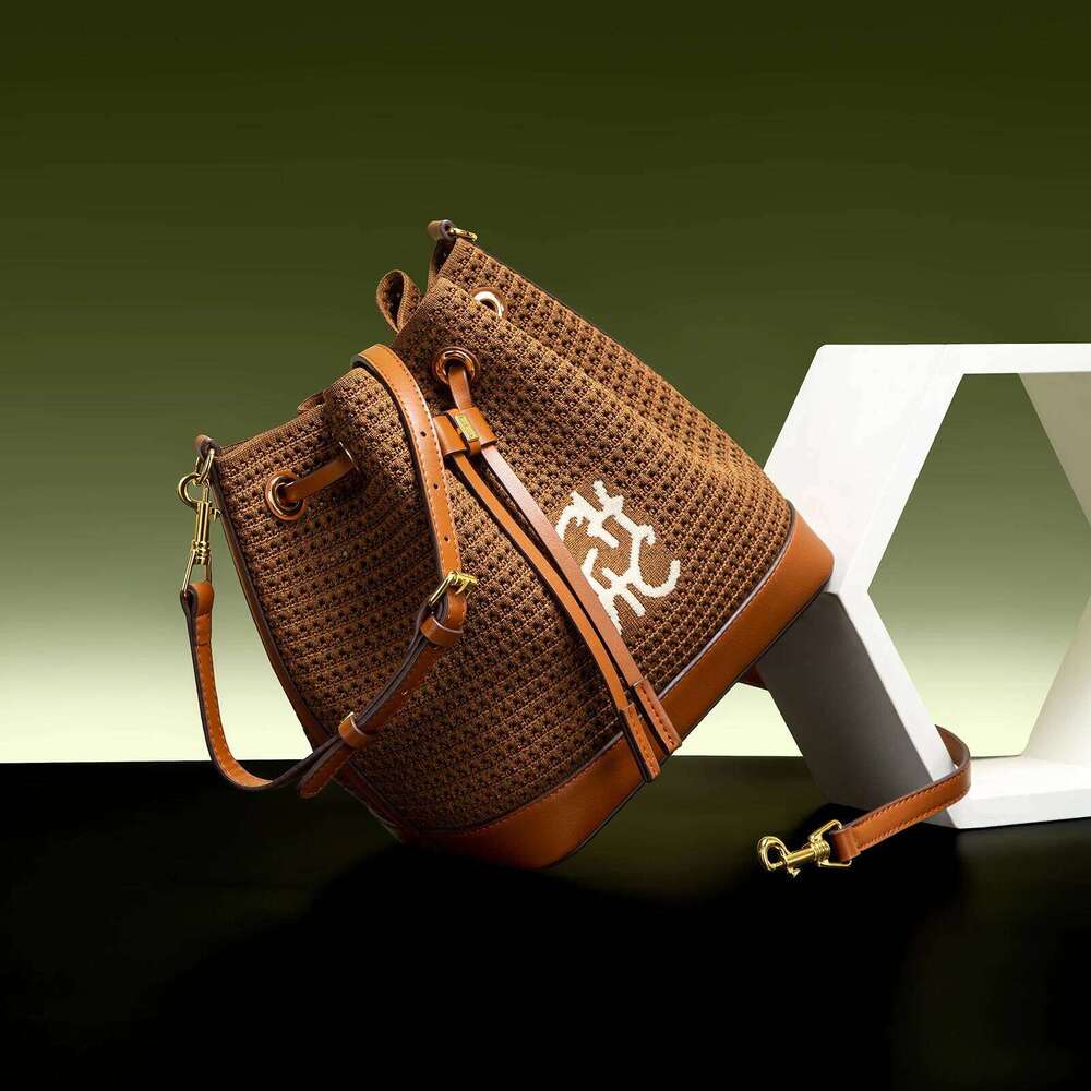 Bucket Bag Vacation Style Women's Shoulder Bagspring New Fabric Splicing Design Handbag