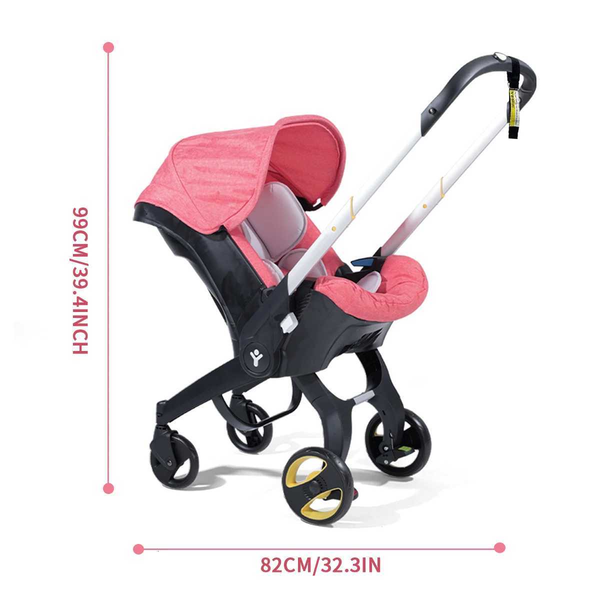 Portable baby stroller bidirectional push foldable metal frame adjustable sunshade roof W250910