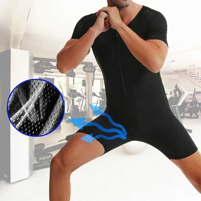 MrifDila Hot Sweating Jumpsuits Men Waist Sauna Suit Body Shaper for Fitness Gym Exercise Training Weat Bodysuits Men W250910