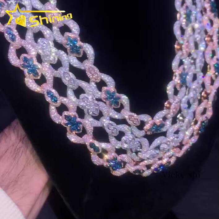 New Design Men Hip Hop Jewelry 925 Solid Silver Iced Out Infinity VVS Moissanite Diamond Cuban Link Chain