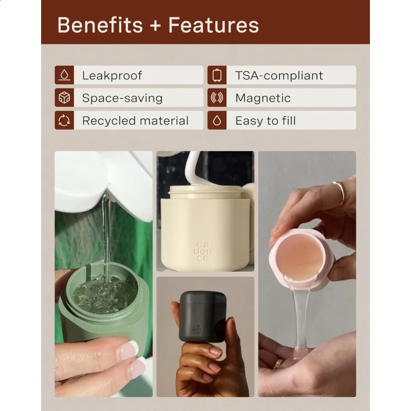 3pcs Travel Magnetic Containers Body Care Capsule Set with Lids Carry on Essential Storage Capsules 250910