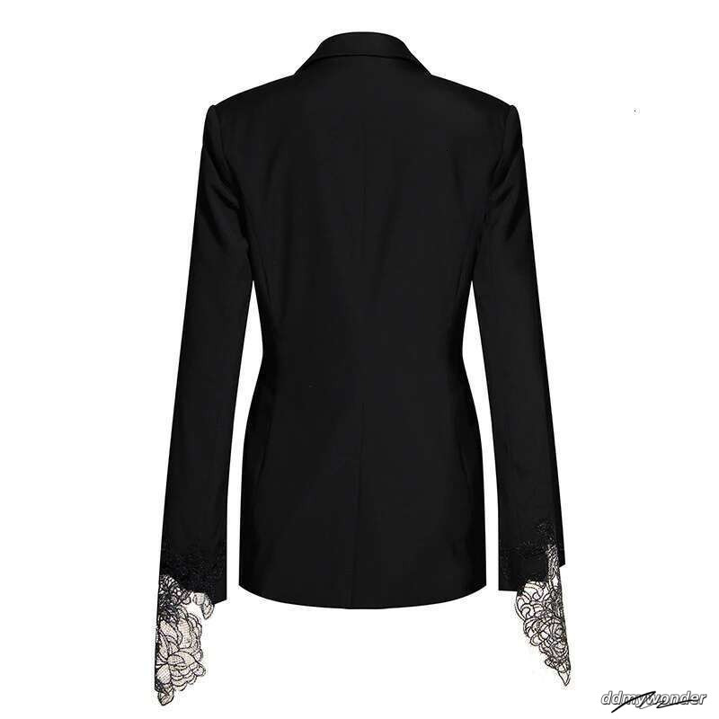 Ladies Textured Blazer: Patchwork Embroidery Lace Tunic Coat With Notched Collar & Long Sleeves - Autumn Fashion ddmywonder ddmywonder ddmywonder