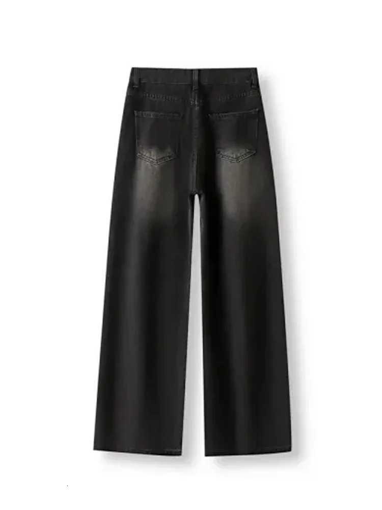 Botvotee Vintage Womens Black Grey High Waist Jeans Y2K Fashion Baggy Loose Straight Wide Leg Baggy Denim Trousers Pants Z250910