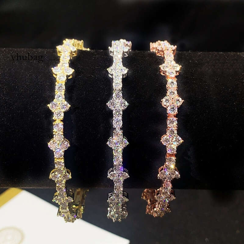 3mm VVS type cross tennis style ice crystal inlaid men's and women's morganite bracelet