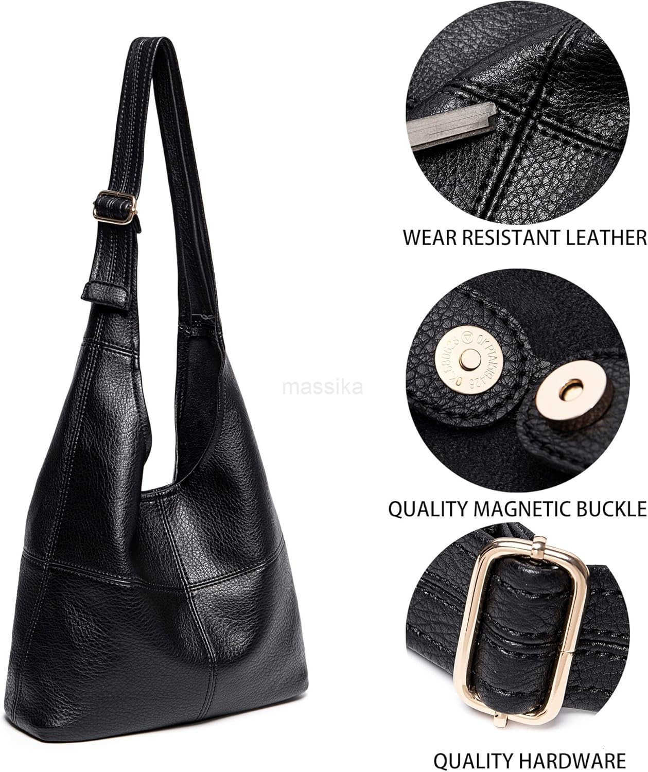 Hobo Bag Purse for Women Ultra Soft Foldable Shoulder Slouchy Handbags with Cosmetic bag M250910