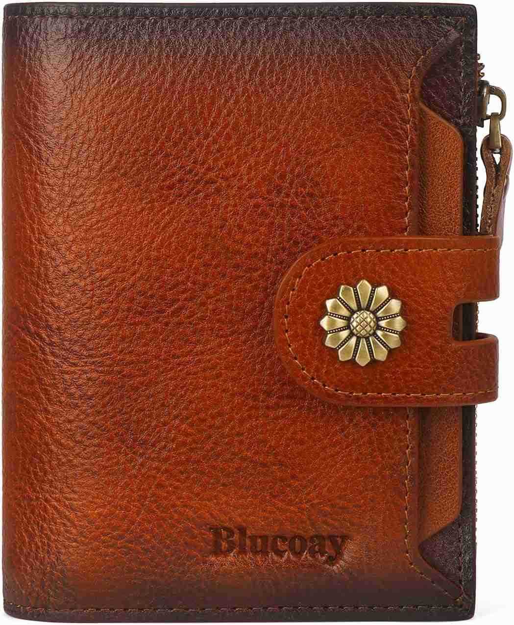 Wallet WomenRFID Blocking Leather Womens Wallet Bifold Compact Card Holder Small Wallet for Women with Removable ID Window BrownZ250910