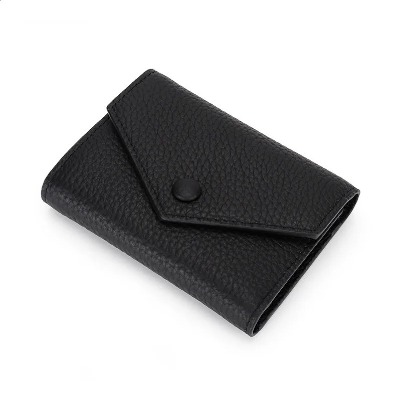 Free Custom Genuine Leather Womens Foldable Cowhide Short Wallet Fashion Envelope Triple Fold Purse Wallet250906