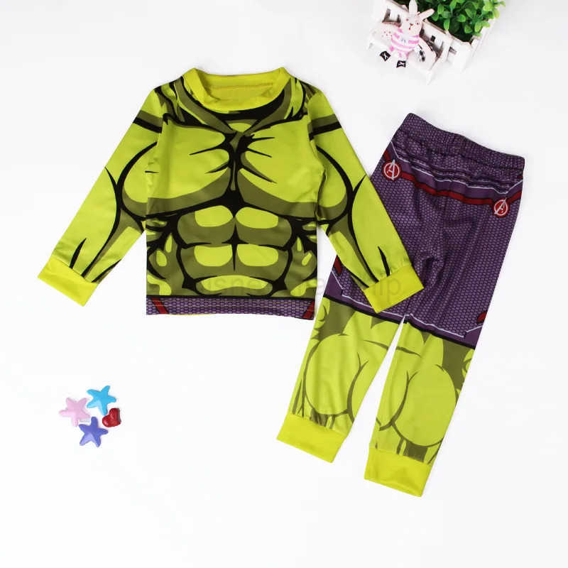 Disney Boys Superhero Cosplay Pajama Set Avengers Spiderman Iron Man Nightwear Pyjamas Long Sleeve Top Pants Homewear Christmas OutfitsXJ250910
