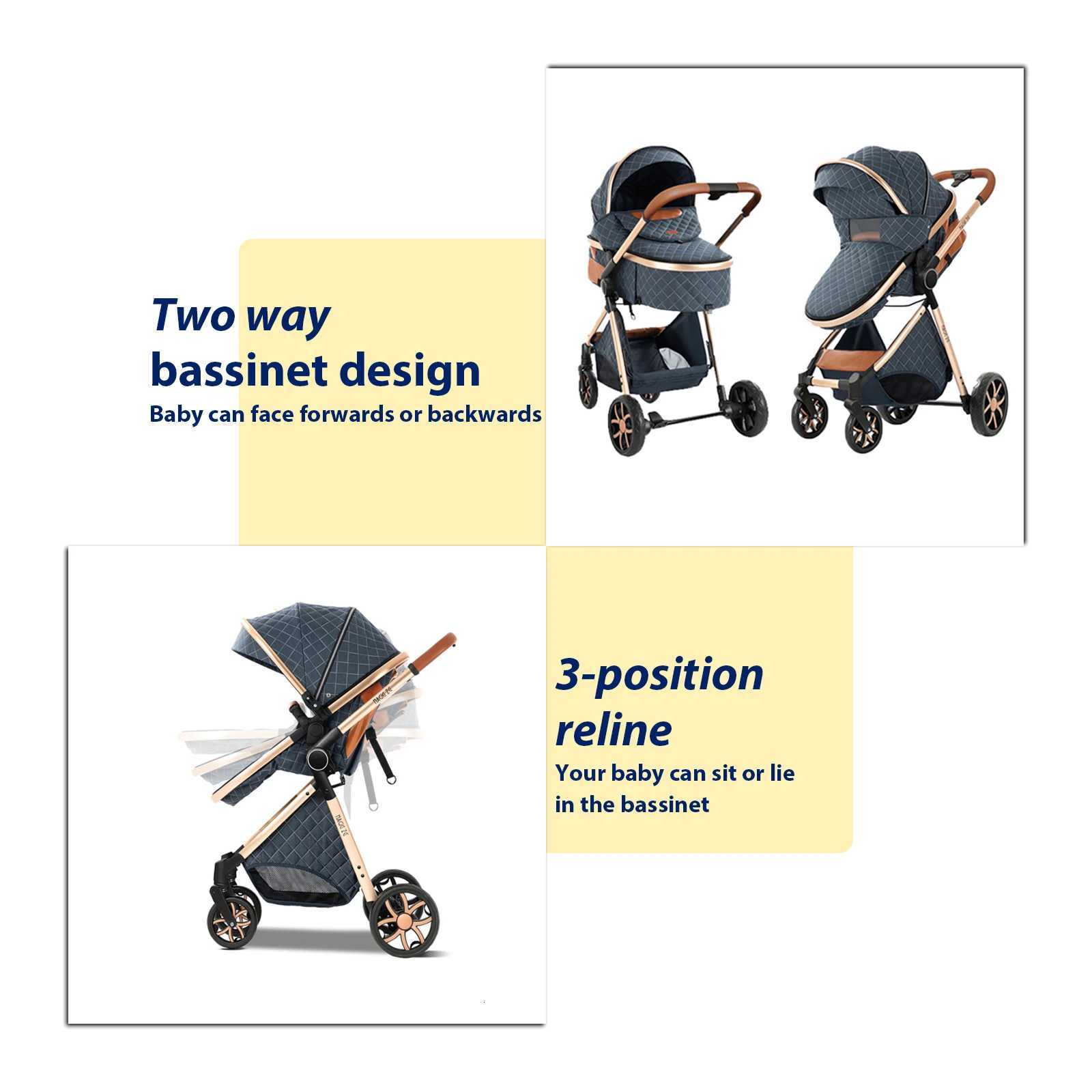 Baby Stroller 3in1 Travel System Pushchair Lightweight Pram from Birth AllTerrain Baby Buggy Compact Fold Stroller Summer W250910