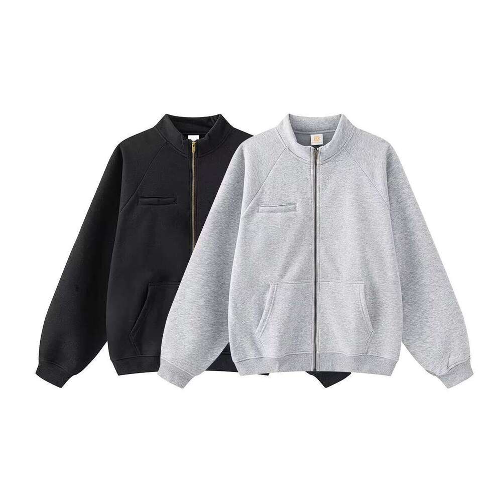 Logo Printed Heavy High-Quality Wool Oversized Zipper Hoodie