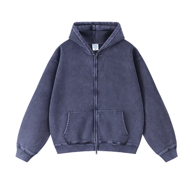 Men's Hoodies Sweatshirts Wholesale streetwear heavyweight oversized vintage acid wash mens hoodie no string zip up 3e