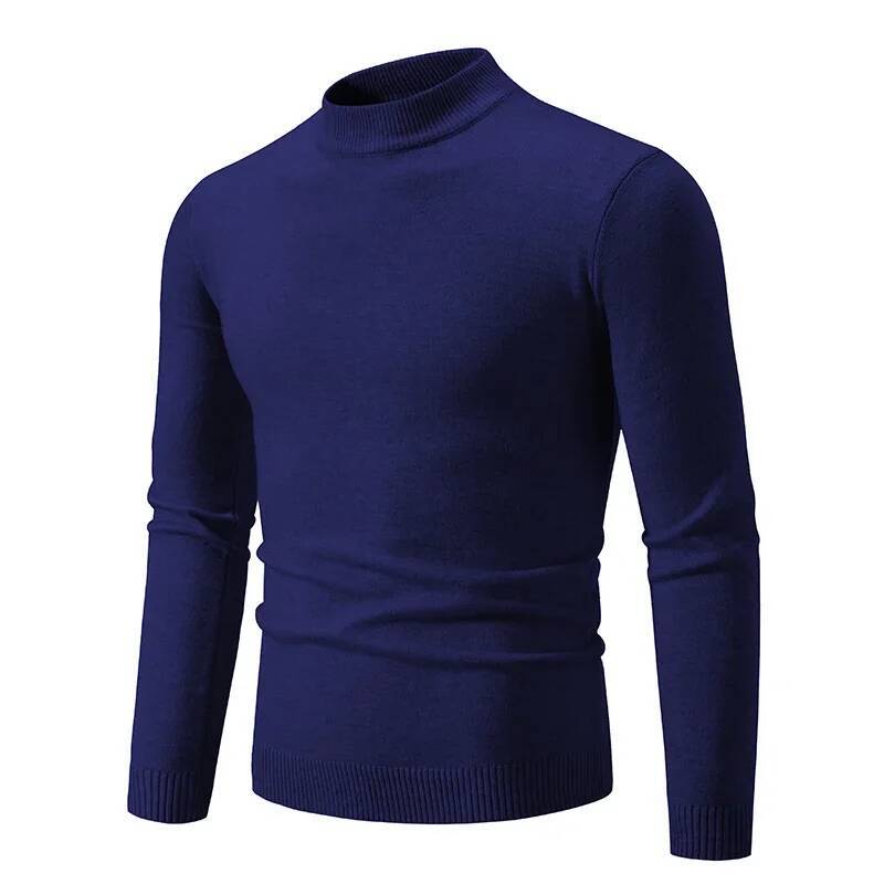 New Sweatwear Men's Half Basic Solid Color Sweaters Round Neck Elastic Pullovers Warm Autumn Knitted Oversized Sweater Men dongdumaoyi