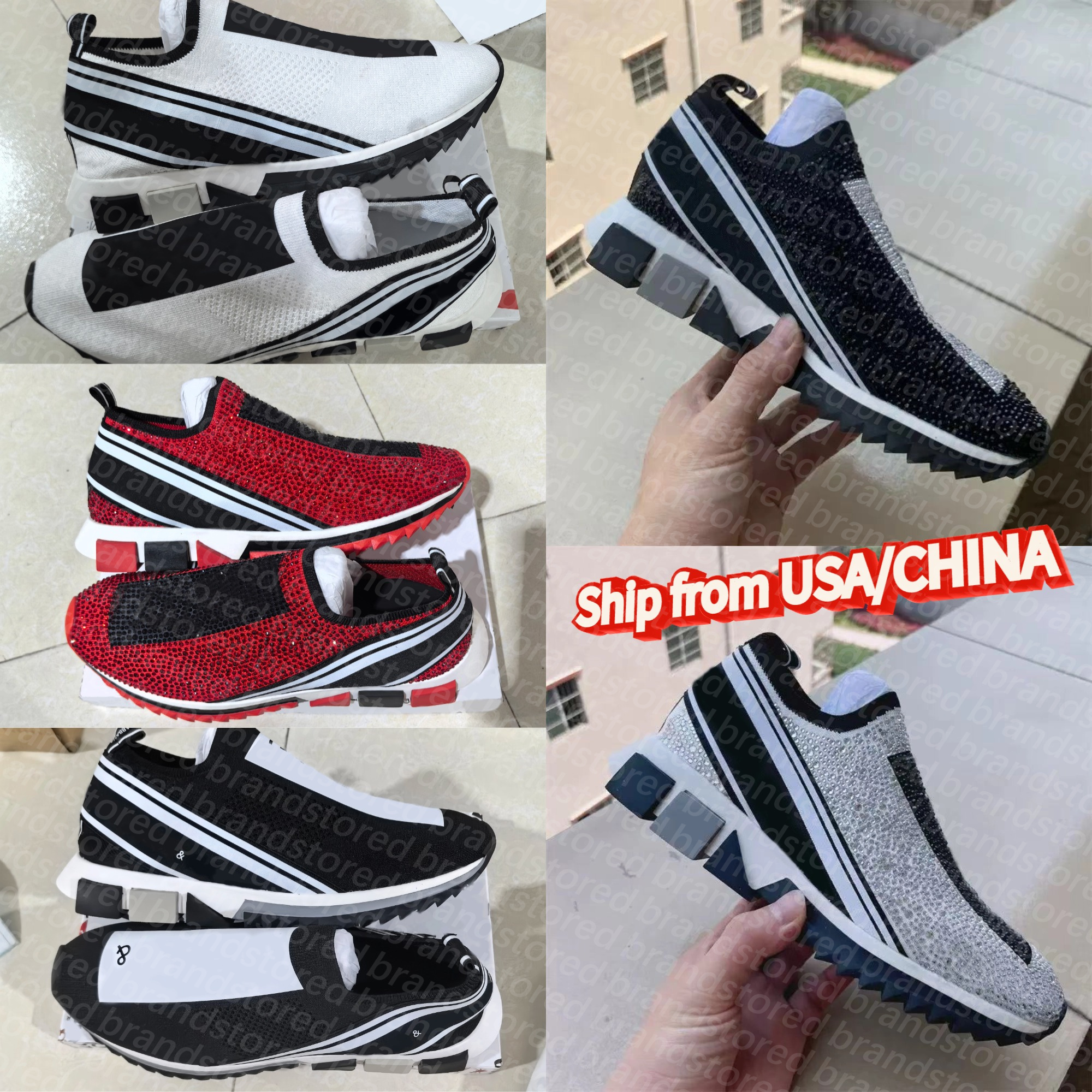 Designer Shoes Men Sorrento Diamonds Sneaker Rhinestones Running Sneakers Stretch Mesh Runner Micro Sole Breathable Casual Shoe Black Friday Sale