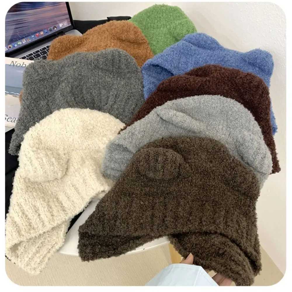 Y2K Beanie Hats for Wen Winter Warm Crochet Ear Protection Hat Solid Color Unisex Autumn Knitted s G250910