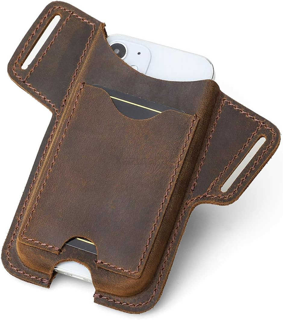 Men Leather Phone Holster Universal Case Waist Bag Purse with Belt Hole Z250910