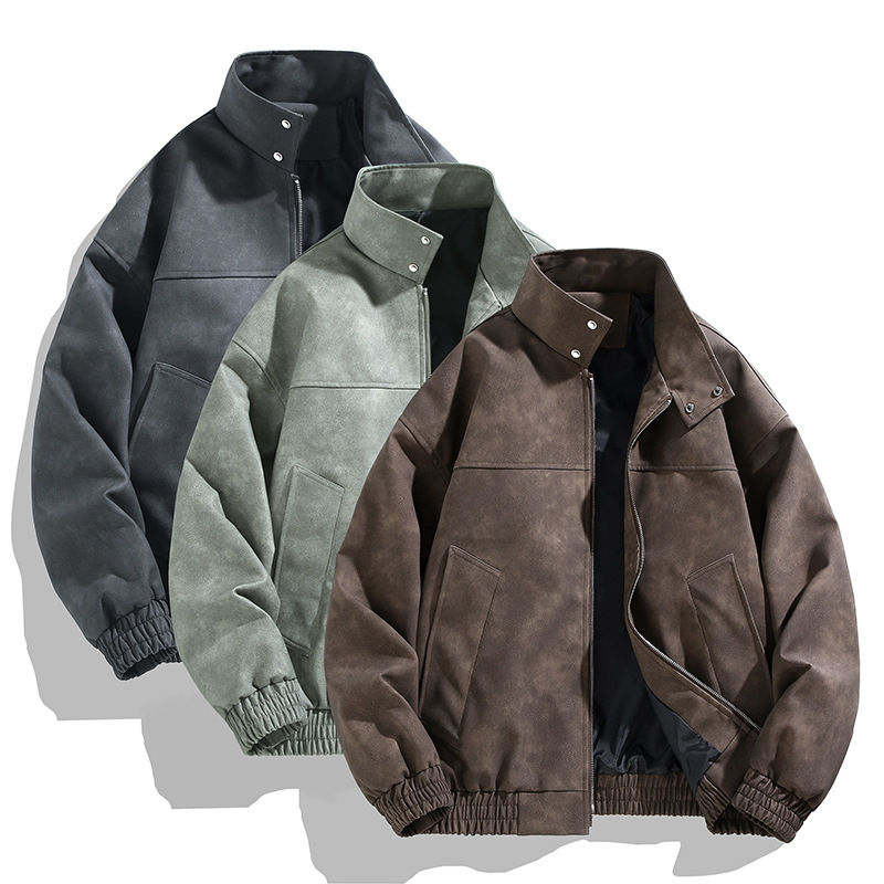 Free shipping designer Mens Jackets classic light luxury hot selling vintage tie dye leather jacket for men in spring and autumn stand up collar coat 