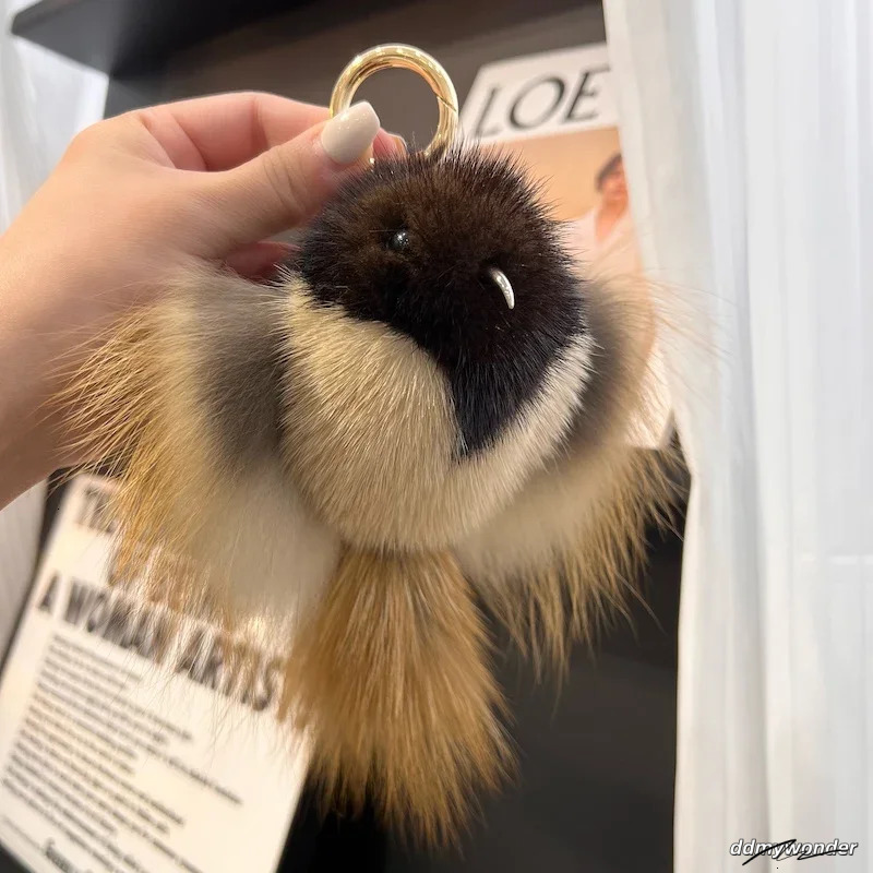 Hip Hop Mink Keychain Mens Announcement Bird Pendant Keybag Key Decoration Leather Toy Pom Trinket Gift Women 250409 ddmywonder ddmywonder ddmywonder
