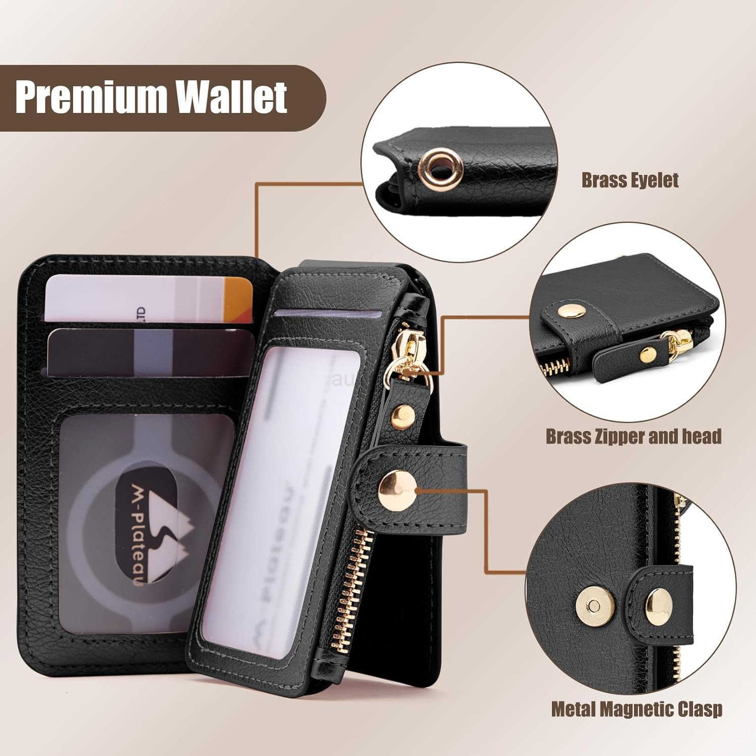 Minimalist Wallet Card Holder Cute Small Wallet with Doorman Keychain Ring for Car Keys Zipper Card Case Purse with ID WindowPerfect Gifts for Men and