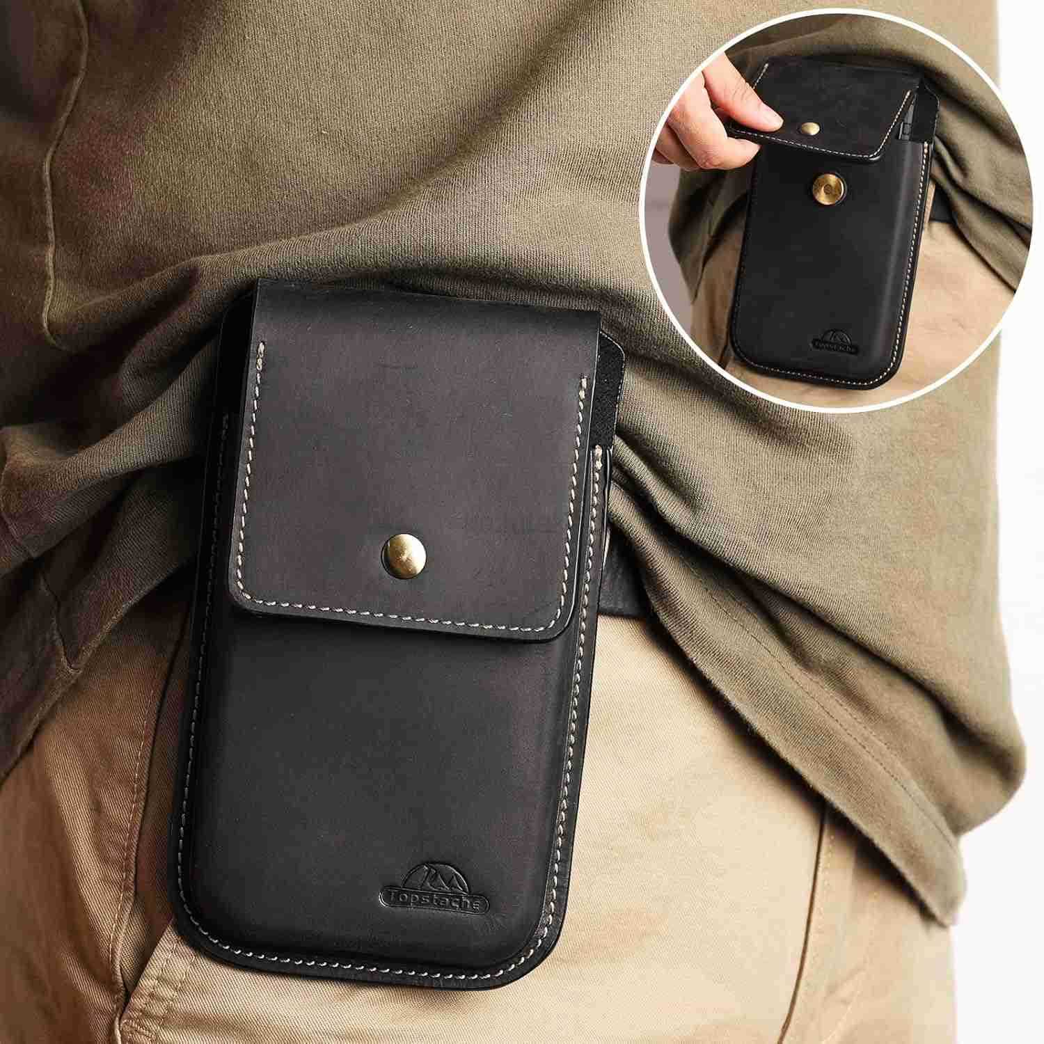 Leather Phone Holster for BeltFlip Cell Phone Case with Belt Clip for S22 UltraS22 PlusS22 Pouch for iPhone 1413 Pro Max Universal Smartphone Sheath Z