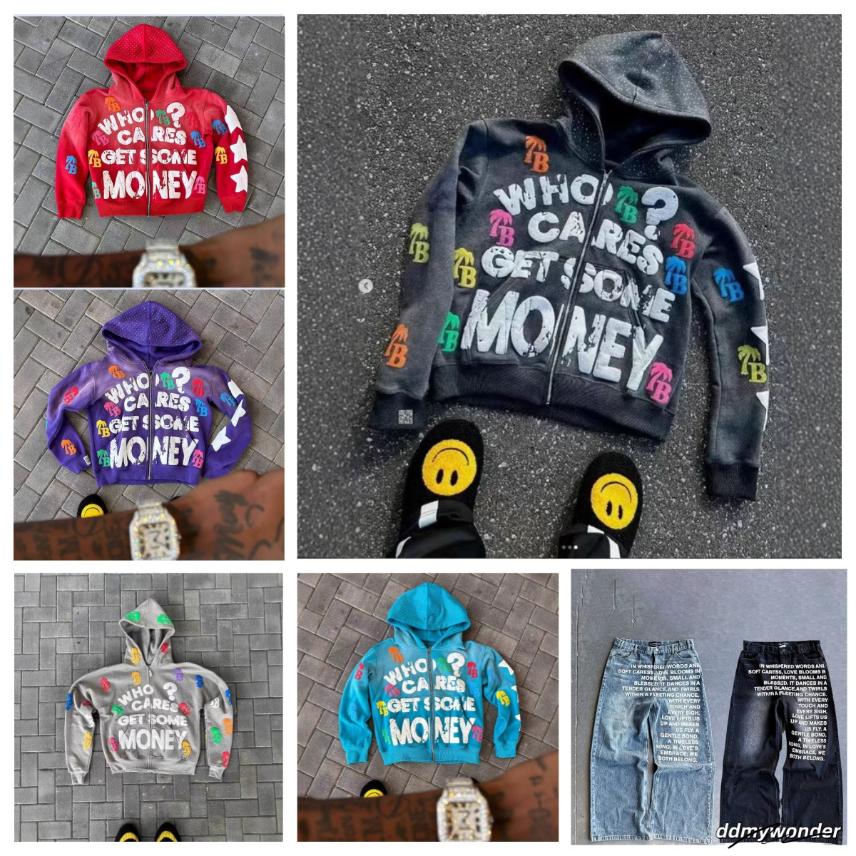 Men's Casual Hooded Sweatshirt: Trendy American Alphabet Pattern, Loose Fit, Retro Zipper Jacket Top ddmywonder ddmywonder