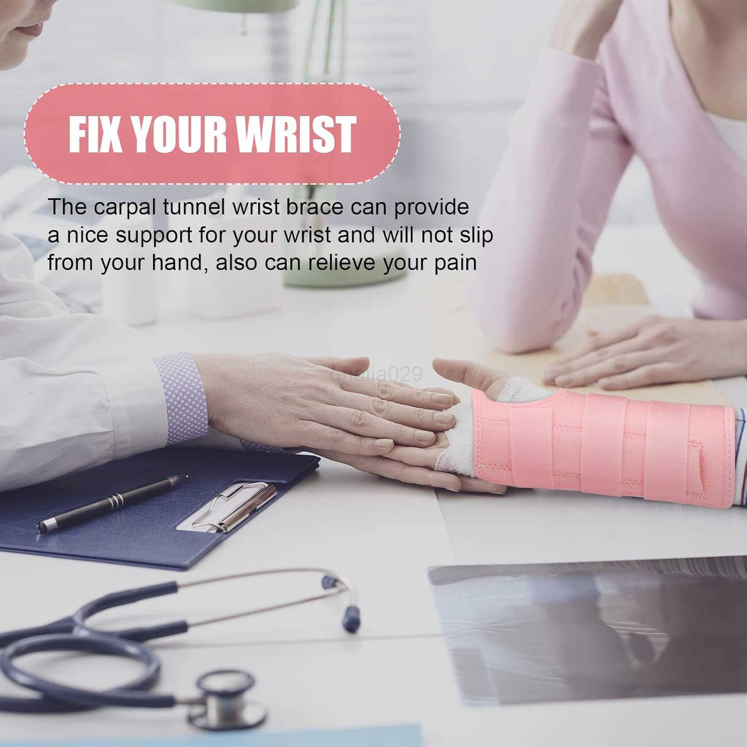 2 Pack Carpal Tunnel Wrist Brace Night Wrist Sleep Support with Metal Splint Adjustable Compression Strap for Women Men Tendinitis Sports Sprained Pai
