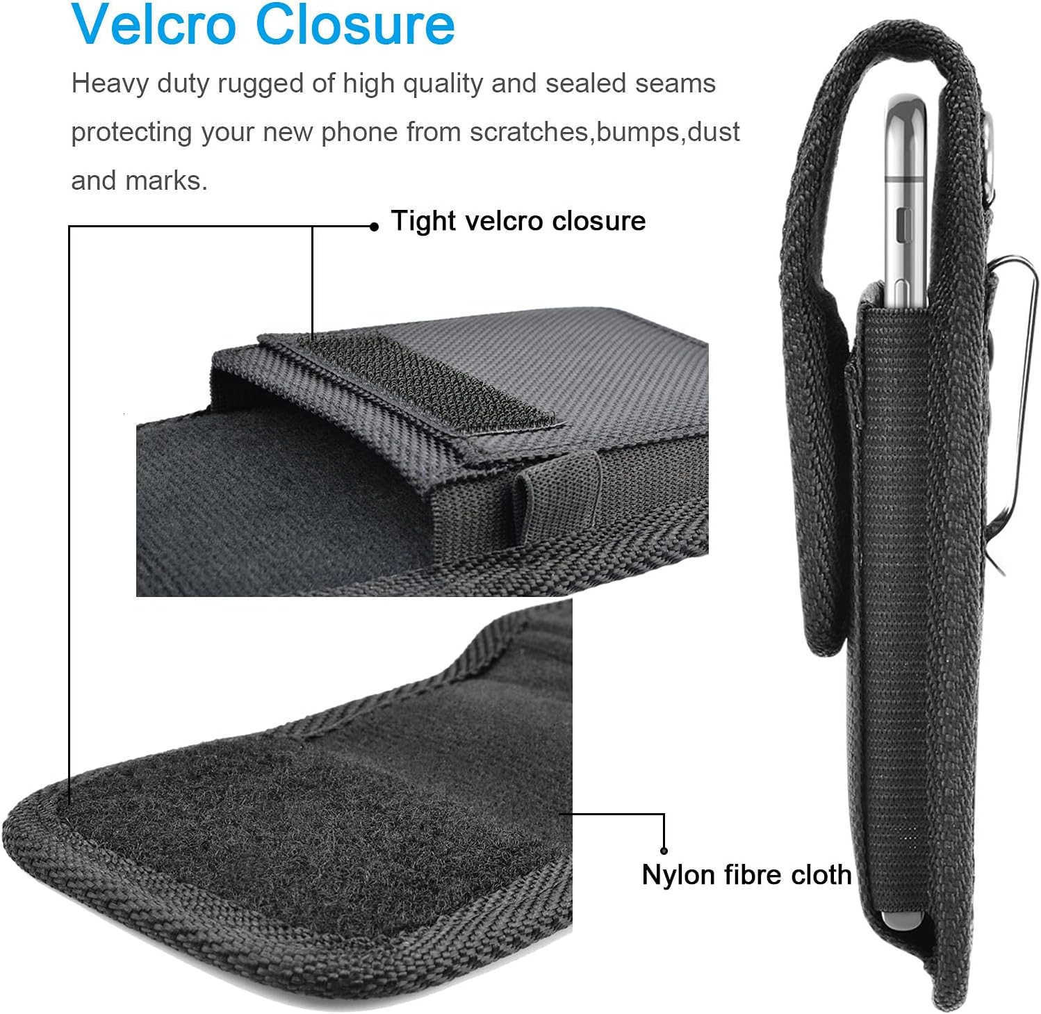 Holster Nylon Cell Phone Pouch Belt Holder Carrying Case with ClipBlack Z250910