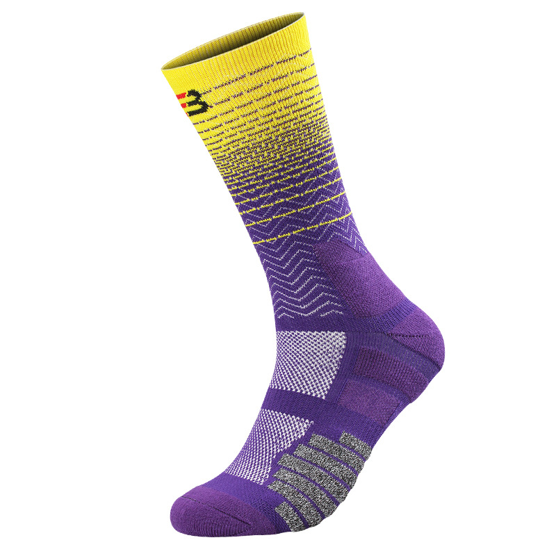 Adult mid-barrel elite basketball socks with thicker towel bottom stockings