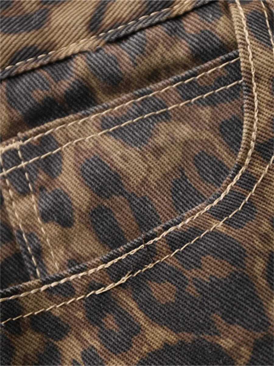 Leopard Print Jeans for Women High Waisted Y2k Retro Fashion Streetwear Denim Pants Hip Hop Straight Wide Leg Baggy Jeans Z250910