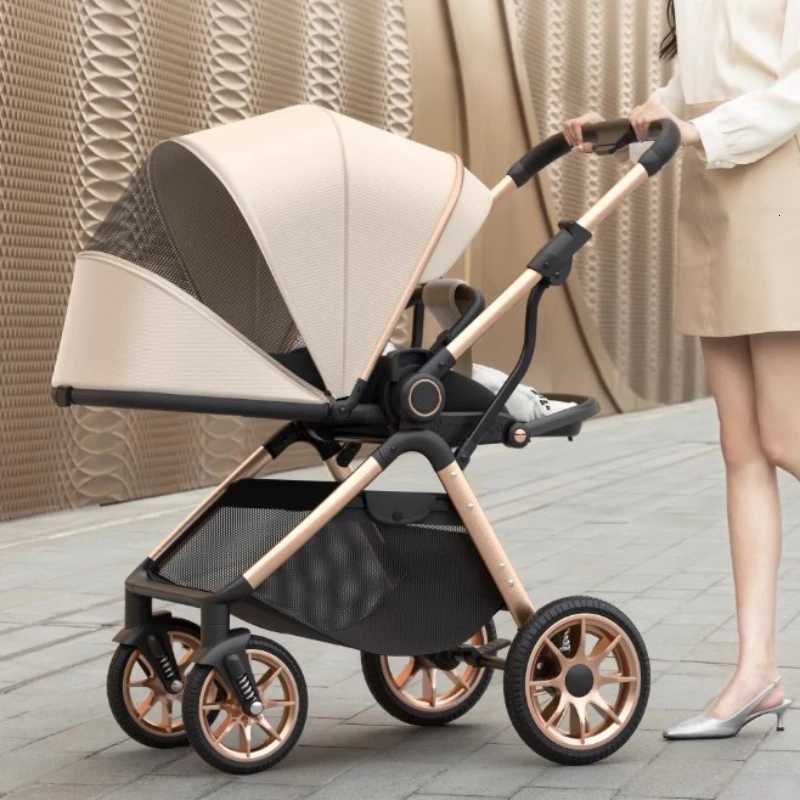 Lightweight Baby Stroller with Shock Absorption Suitable for Outdoor Travel Adjustable Backrest Onetouch Folding W250910