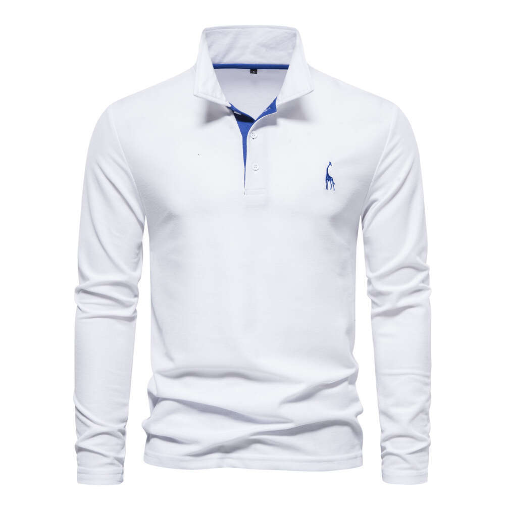 2024 Spring and Autumn New Cotton Polo Shirt Fashion Casual Men's Deer Embroidered Long Sleeve Wholesale Spot