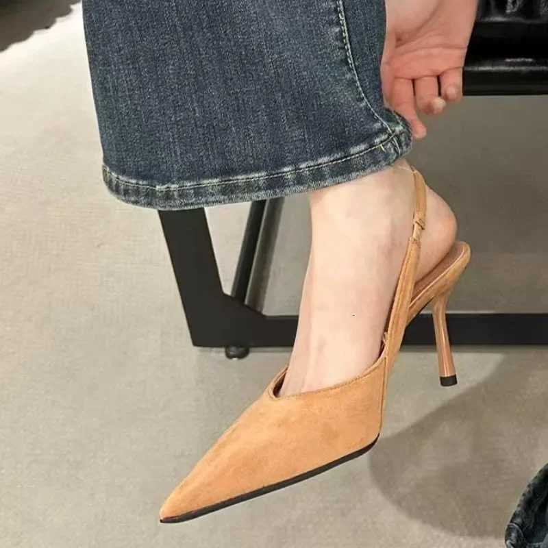2025 Summer Ladies Shoes Slipon Womens High Heels Sexy Leopard Print Office Career New Dress Party Pumps Pointed Toe Sandals W250910