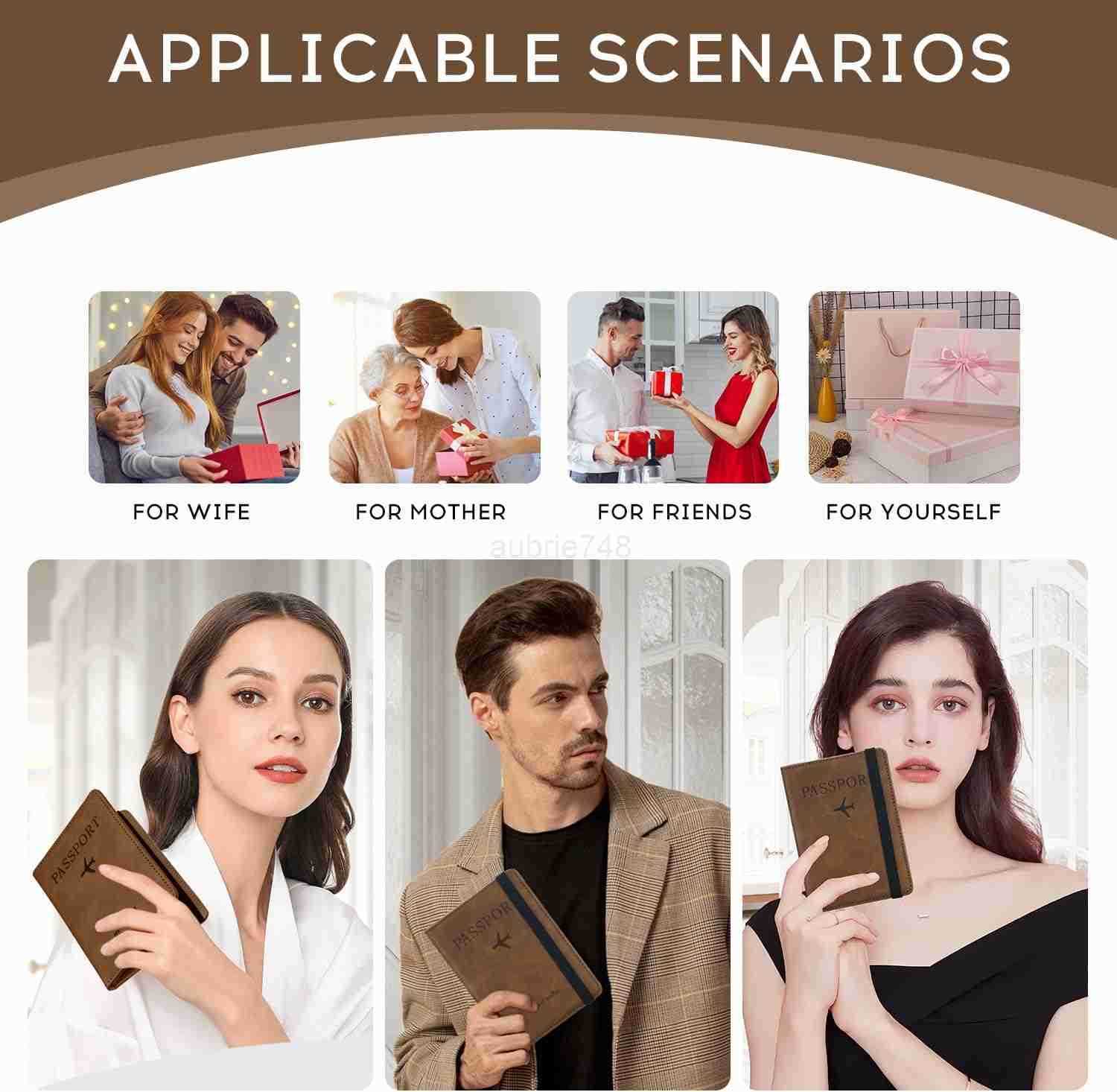 CoverPassport Holder Travel WalletRFIDBlocking Passport Case Travel Accessories Card Holder Wallet Unisex Travel GiftsBrownZ250910