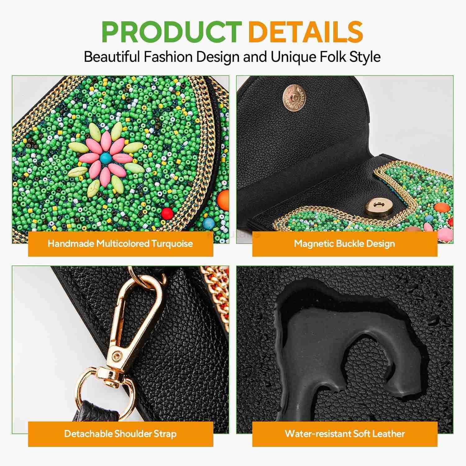 Small Beaded Crossbody Bag for Women Boho Cell Phone Shoulder Purse Wallet with Handcrafted Colorful Beads Z250910