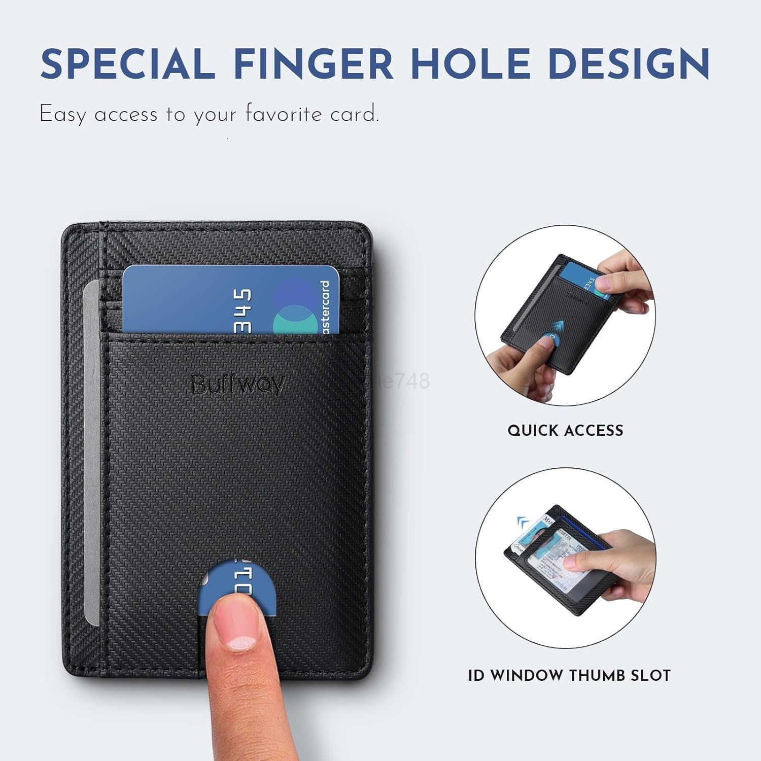Slim Minimalist Front Pocket RFID Blocking Leather Wallets for Men and Women Peak BlackZ250911