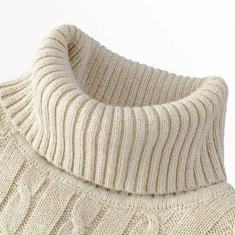 Autumn Long Sleeve Knitted Sweaters Men's Slim Fit Turtleneck Casual Pullover Lightweight Ribbed Sweater dongdumaoyi