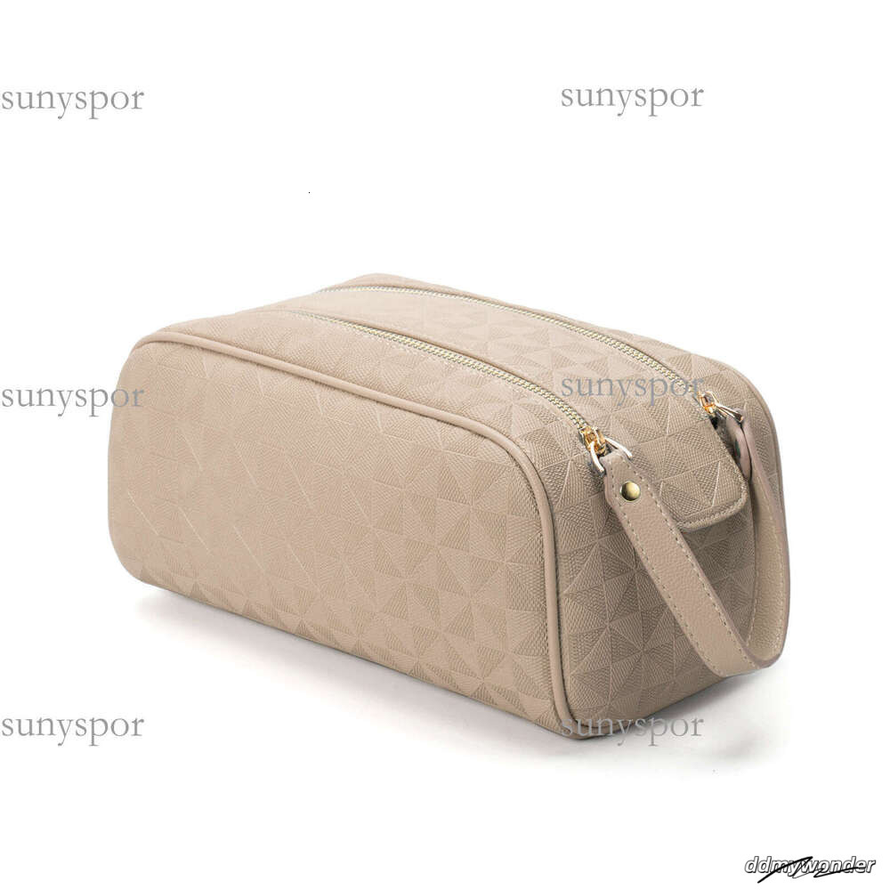 Lacel Urwebin Fashion Emed Portable Double Zipper Makeup Clutch Toiletry Storage Large Capacity Handheld Cosmetic Bag