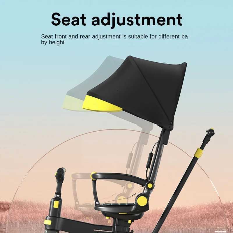 Childrens Tricycle 15 years old Multifunctional Folding Lightweight Stroller PU Wheel Shockproof with ning Pedal Tricycle W250910