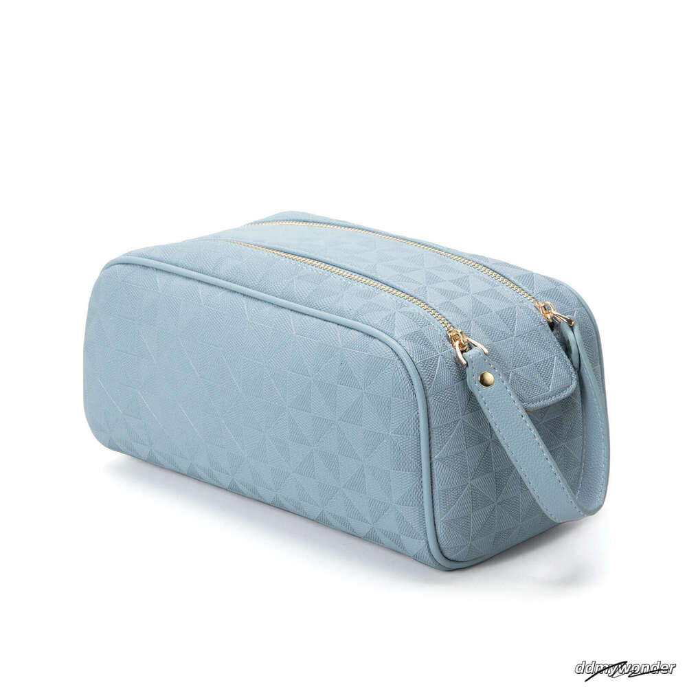 Lacel Urwebin Fashion Emed Portable Double Zipper Makeup Clutch Toiletry Storage Large Capacity Handheld Cosmetic Bag