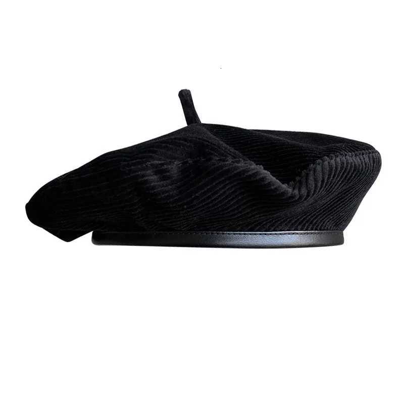 Autumn Winter Fashion Corduroy Black Beret Versati Stylish Flying Saucer Hat Egant Painter Fashion wear for Wen G250910