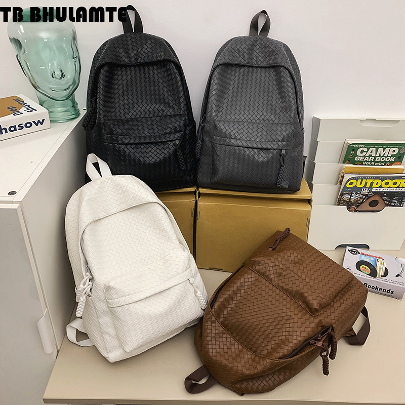 Luxury Bag Free Shipping Designer Bag Men's New Versatile Backpack For Students, Casual Laptop Backpack, Woven PU Leather, Trendy And High-end Tr
