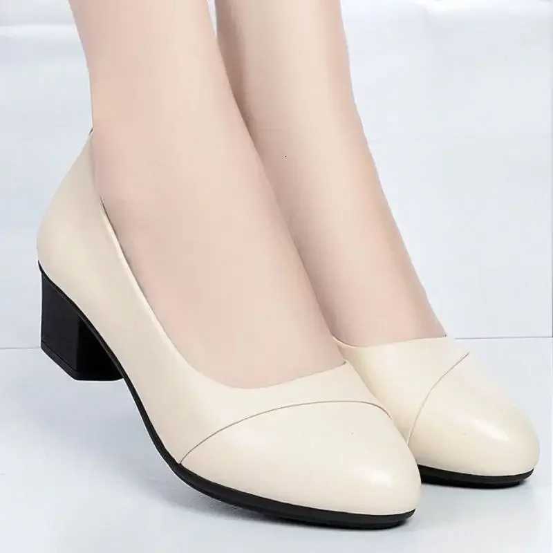Fashion Womens High Heels Patent Leather Work Shoes Comfortable Women Heeled Shoes Pu Leather Loafers Square Heeled Talon Femme W250910