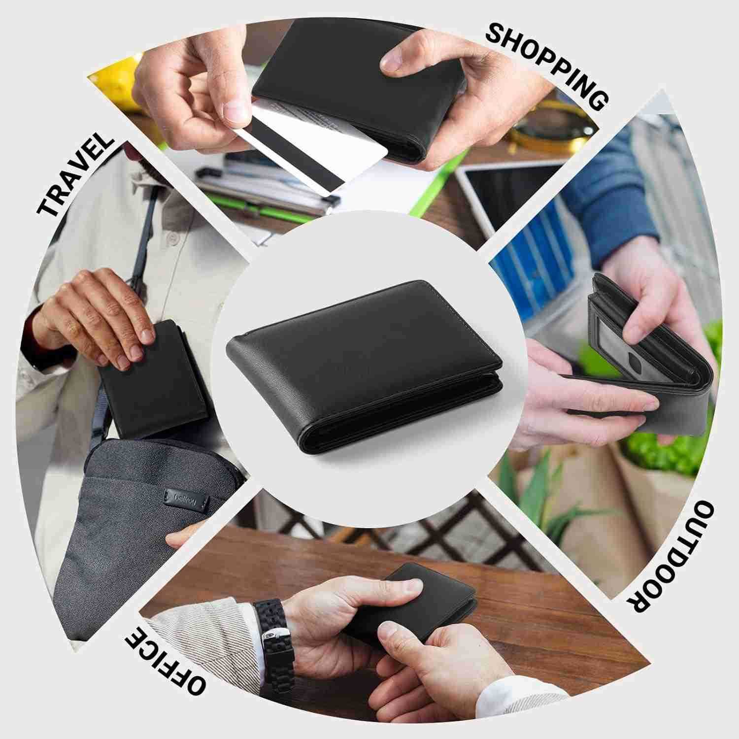 Wallet For Men RFID Blocking Black Wallets Bifold Faux Leather Card Holder Front Pocket Mens Accessories With Gift BoxZ250910