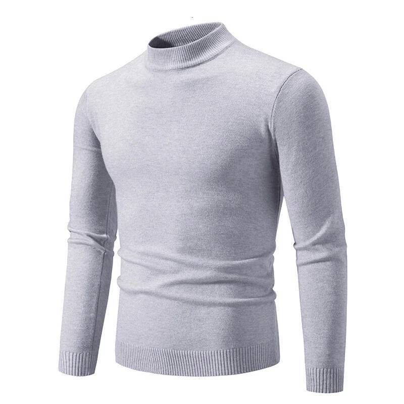 New Sweatwear Men's Half Basic Solid Color Sweaters Round Neck Elastic Pullovers Warm Autumn Knitted Oversized Sweater Men dongdumaoyi