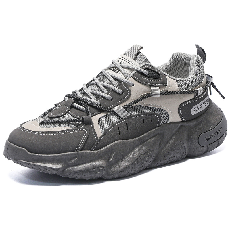 free shipping Dads shoes mens shoes new breathable mesh sports shoes mens trendy versatile internally raised casual running shoes