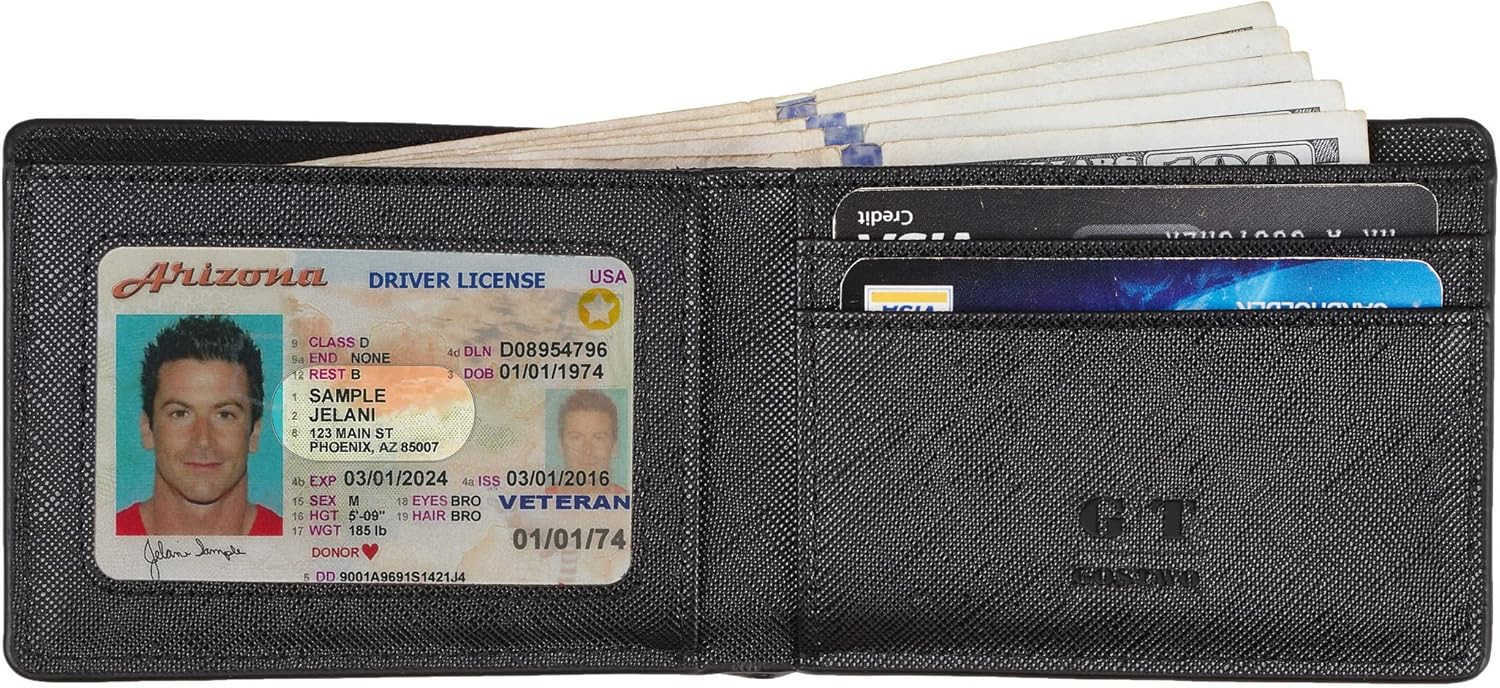 Slim Wallet for Men Minimalist Leather ID Window Front Pocket Bifold WalletZ250910