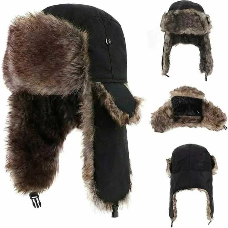 Unisex Warm Mens Women Trper C Trooper Earfl Winter Fls Ski Hat New Bomber Hats Russian Ski Hat Faux Fur HatsXJ250910