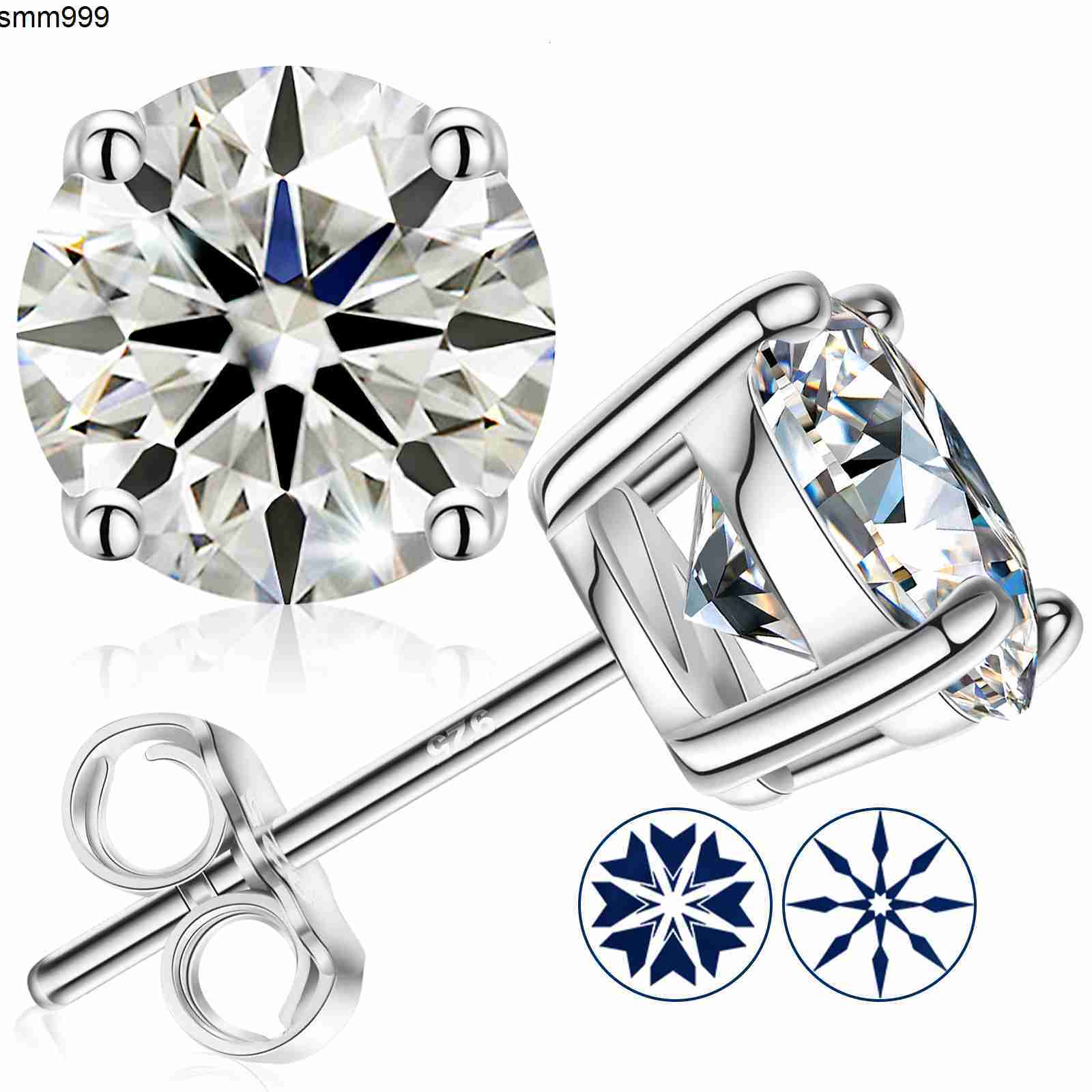 Luxury Men Women Mossanite Earrings Jewellery Gold Plated Silver 925 Pass Diamond Tester Real VVS Moissanite Stud Ear Rings