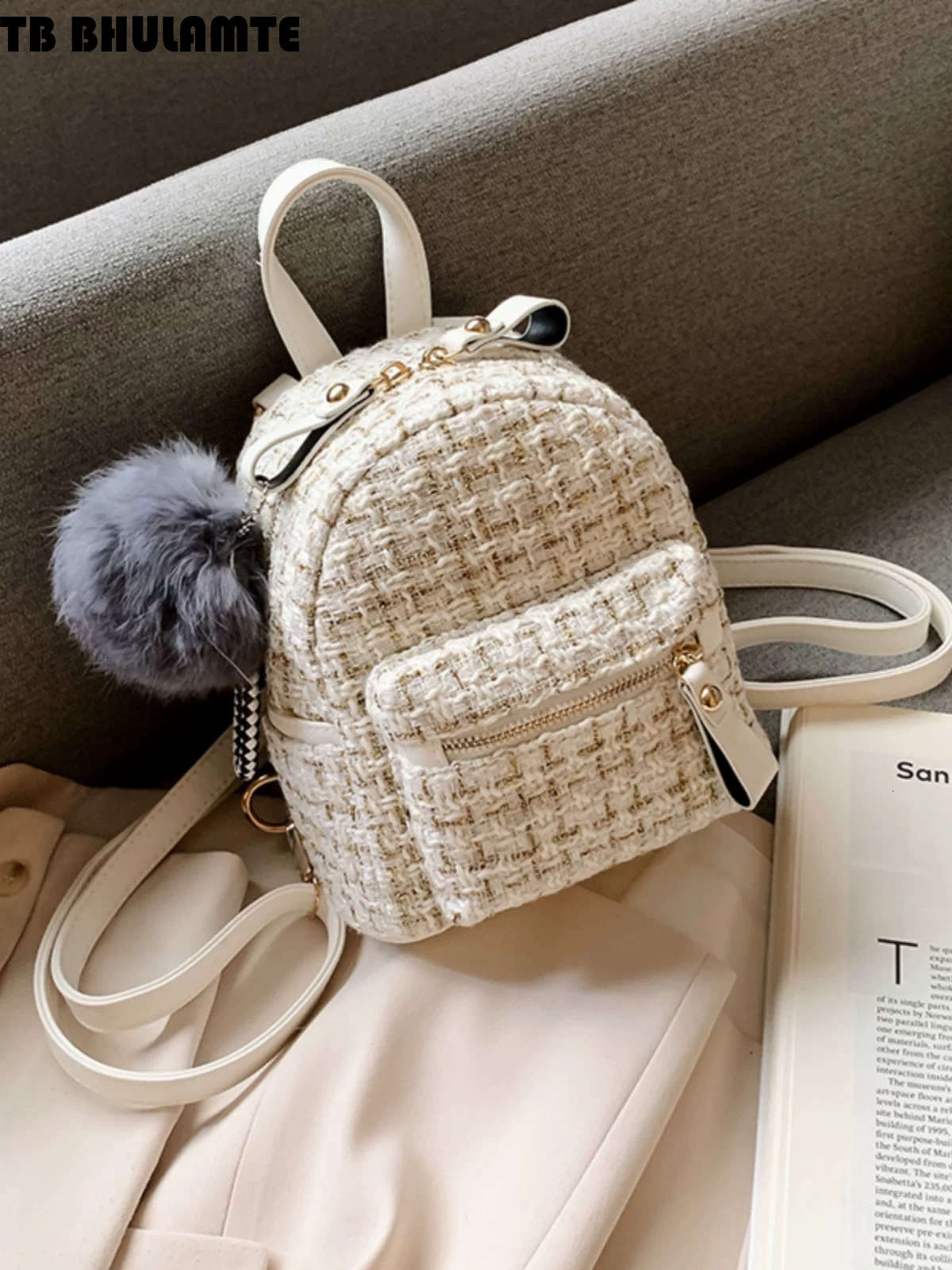 Free Shipping Designer Bag Mini Small Backpack For Women 2025 New Korean Luxury Bag Fashion Casual Multi-use Ins Super Popular Woolen High-end Backpac